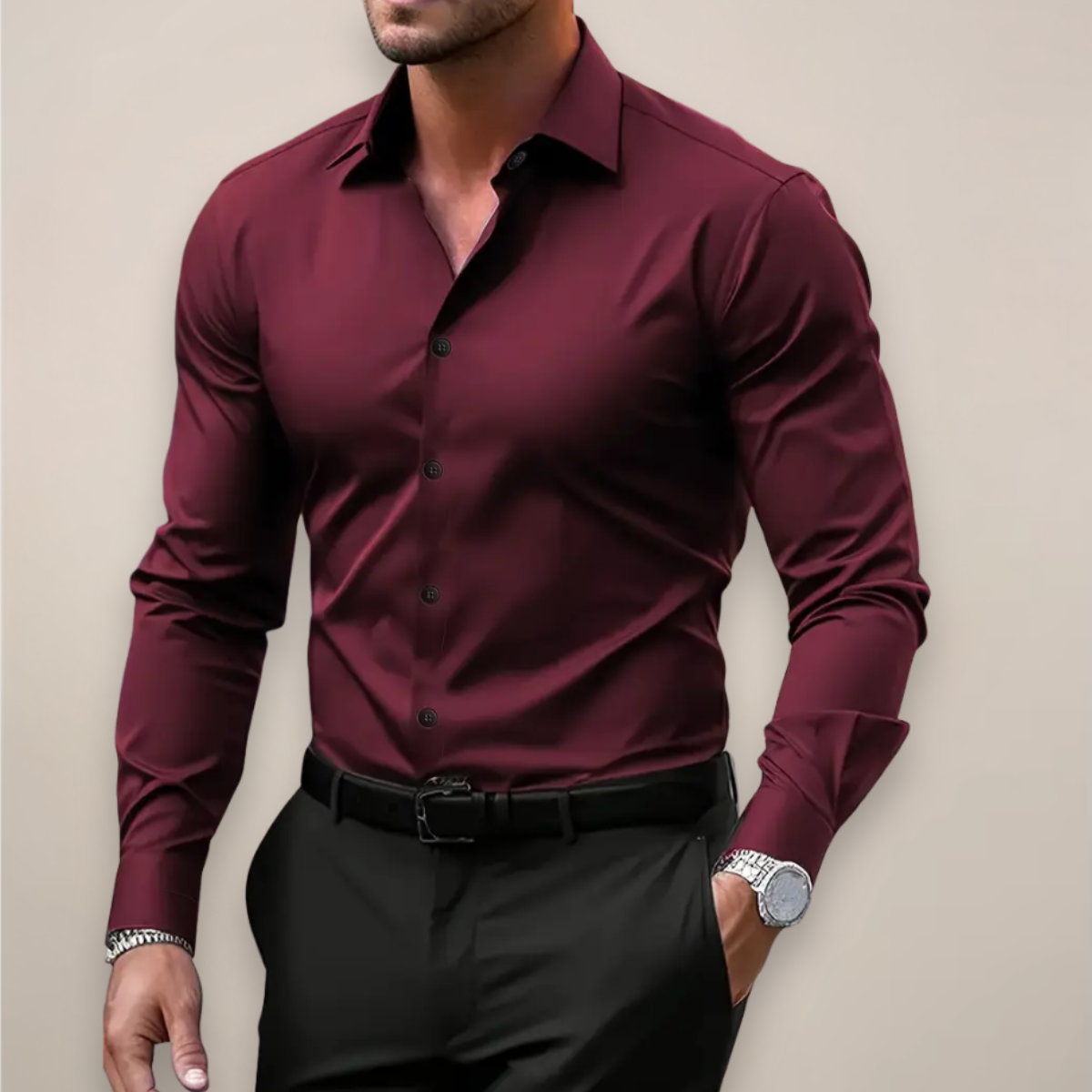 Men's Long Sleeve Shirt Classic Collar