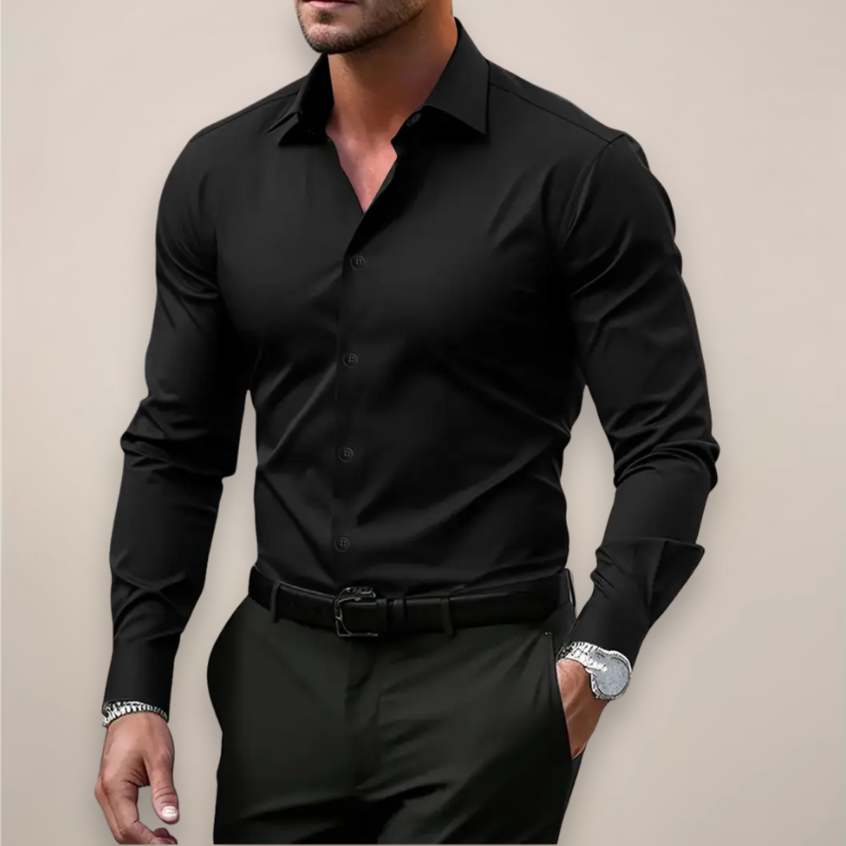 Men's Long Sleeve Shirt Classic Collar