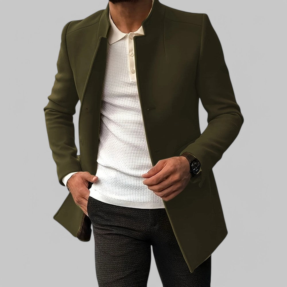 Men's Winter Coat Button Front Minimalist Design