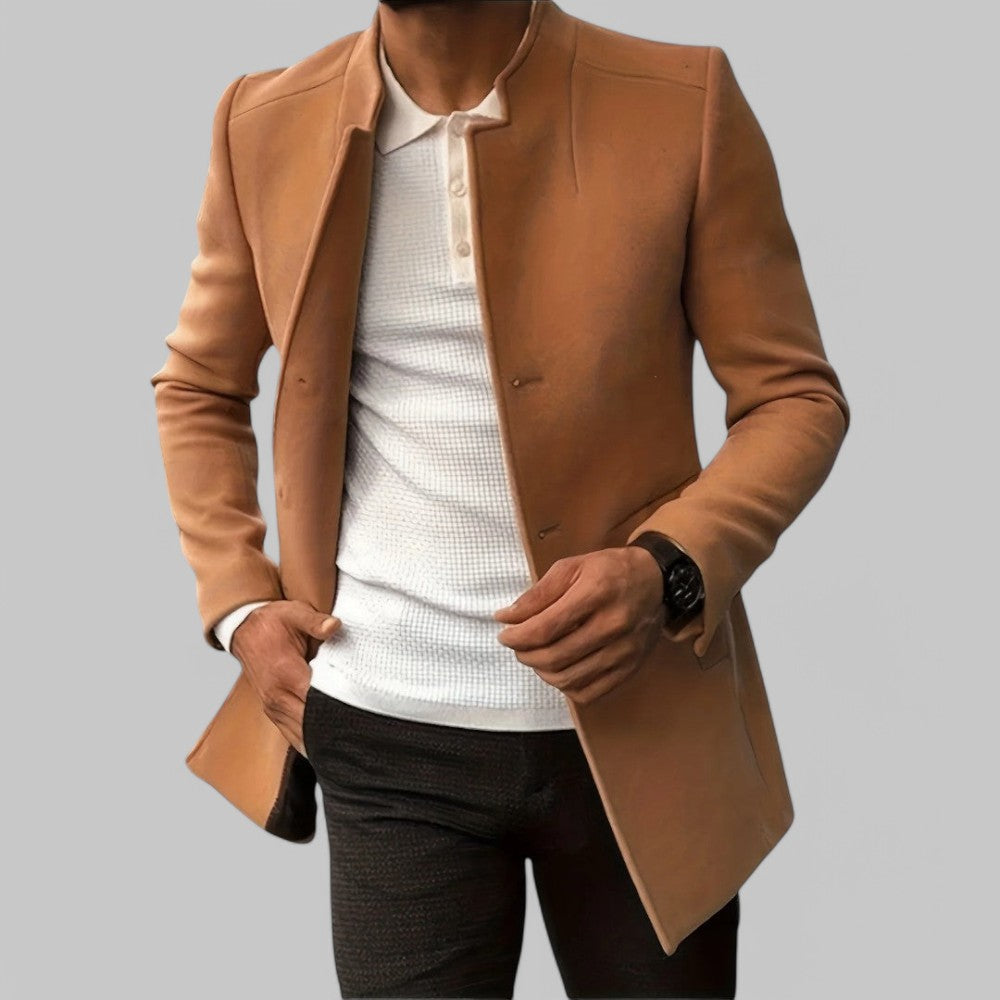 Men's Winter Coat Button Front Minimalist Design - VibreMode