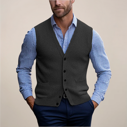Men's Formal V Neck Vest Button Front