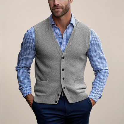 Men's Formal V Neck Vest Button Front