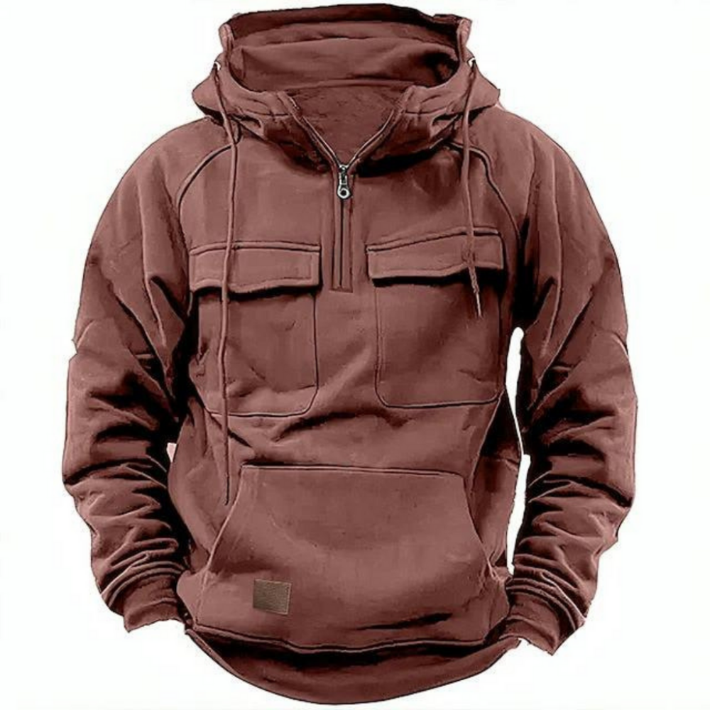 Men's Zipper Hoodie Chest Pocket Cotton - VibreMode