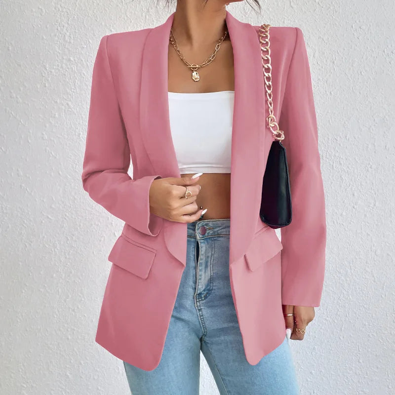 Women's Tailored Blazer Chic Wool Office Jacket