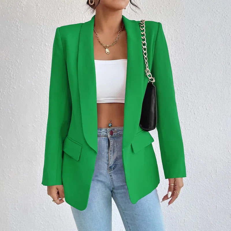 Women's Tailored Blazer Chic Wool Office Jacket