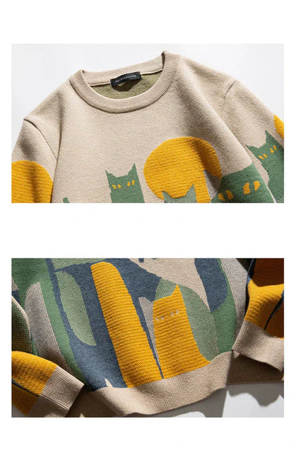 Women's Cat Sweater Moonlit Pattern