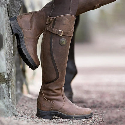 Women's Knee-High Boots Buckle Strap Lug Sole