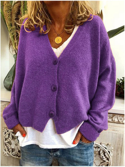Women's V-Neck Cardigan Long Sleeve