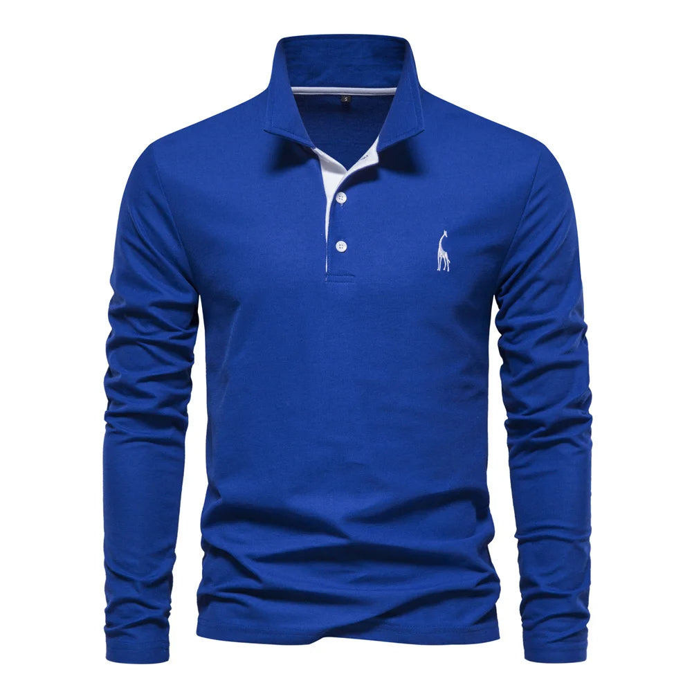 Men's Long Sleeve Polo Jumper Cotton Classic Collar