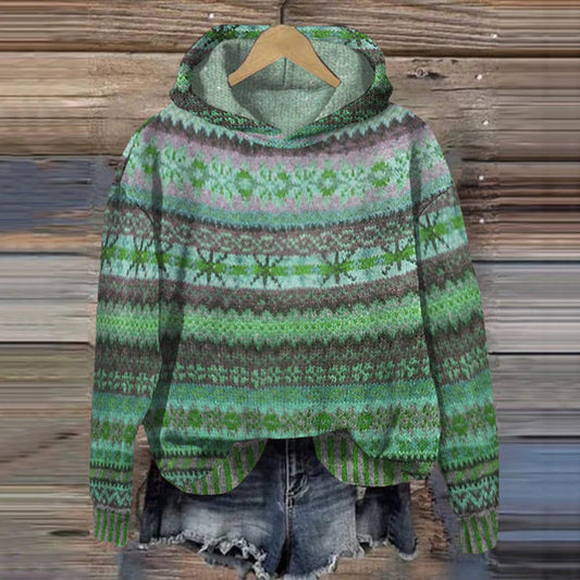Women's Fair Isle Hoodie Sweater - VibreMode