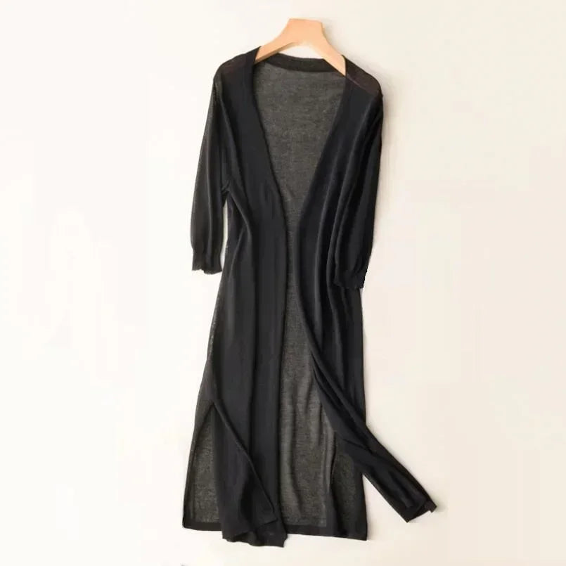 Women's Lightweight Knit Open Front Cardigan 3/4 Sleeve