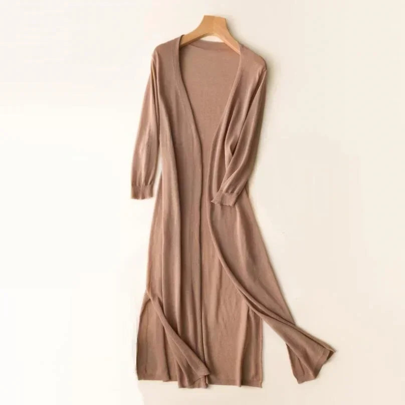 Women's Lightweight Knit Open Front Cardigan 3/4 Sleeve