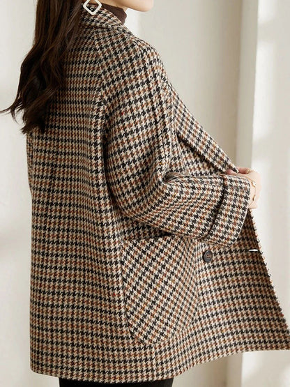Classic Ladies Plaid Coat with Fleece Lining