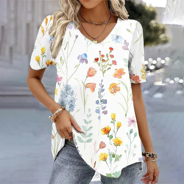 Women's V-Neck Striped T-Shirt - VibreMode