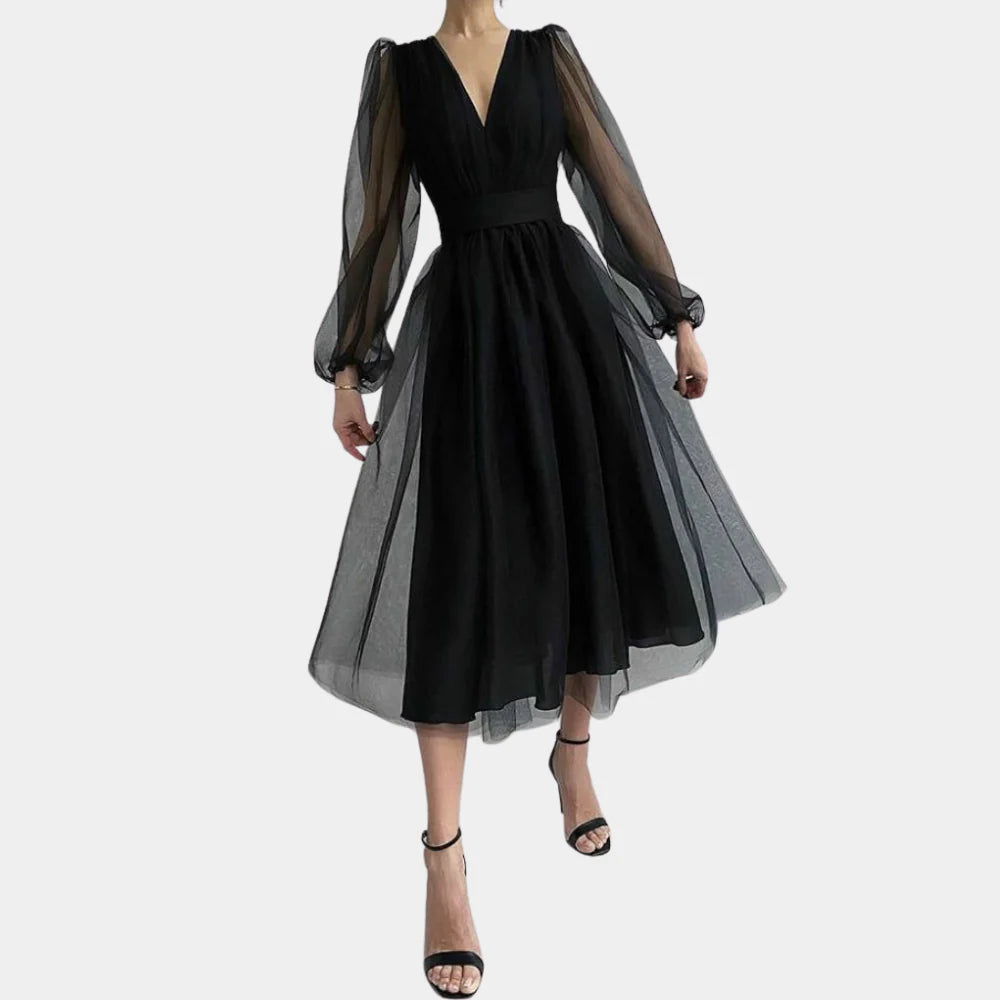 Women's Midi Dress Lace Detail - VibreMode