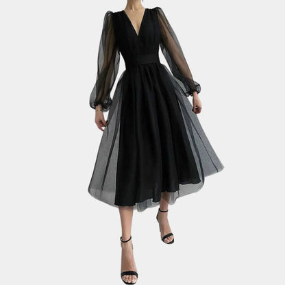 Women's Midi Dress Lace Detail - VibreMode