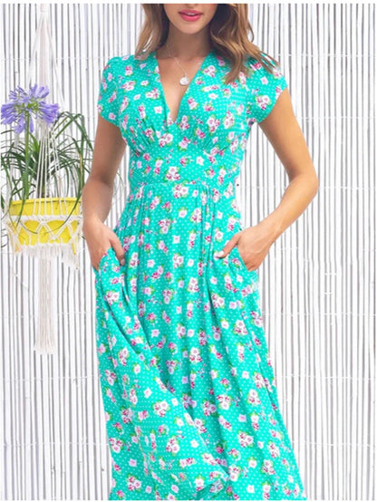 Women's Midi Floral Summer Dress Flowing