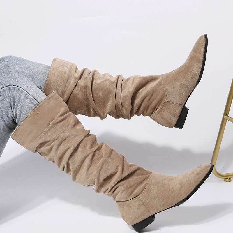 Women's Knee High Boots Pointed Toe Flat Sole