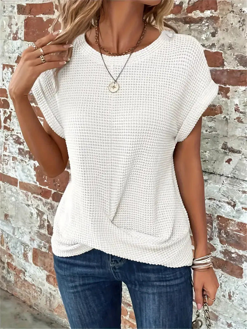 Women's Short Sleeve Textured Knit - VibreMode