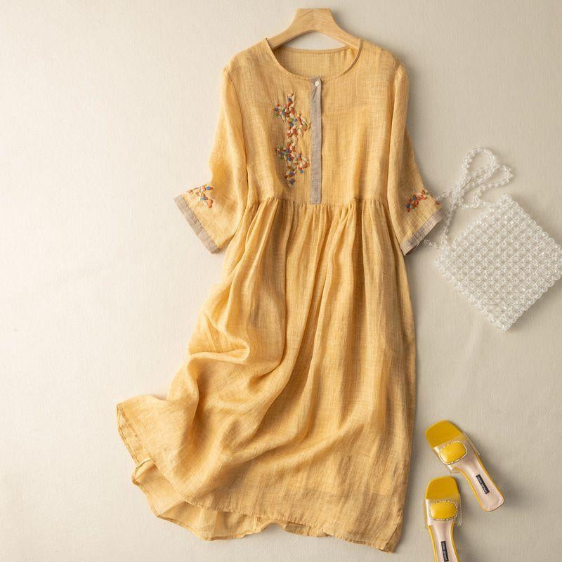 Women's Boho Midi Dress Long Sleeve
