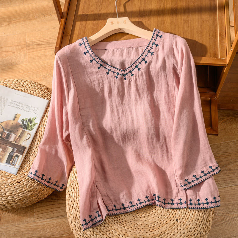 Women V-Neck Patterned Blouse