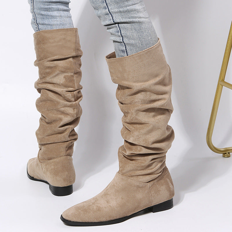 Women's Knee High Boots Pointed Toe Flat Sole