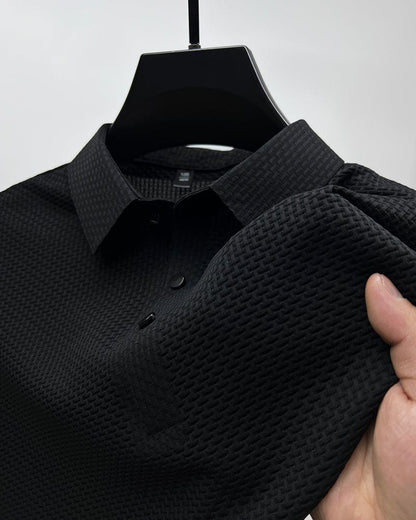 Men's Short Sleeve Polo Shirt Textured Design