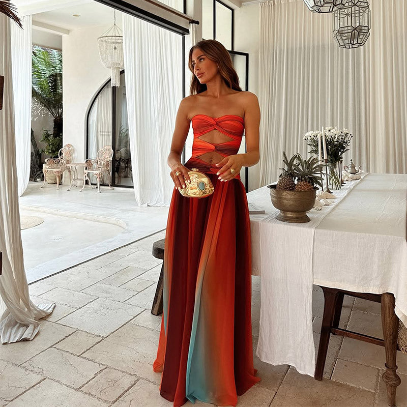 Elegant Ladies' Gradient Wedding Guest Dress - VibreMode