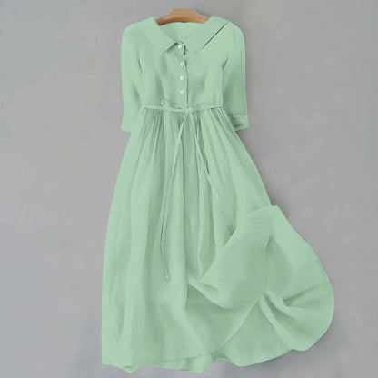 Women's Midi Casual Dress Full Button Front