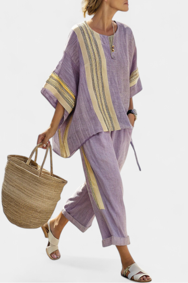 Relaxed Fit Women's 2 Piece Top and Pants Set