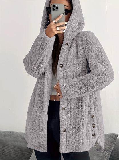 Women's Button Front Cardigan Hooded Neckline
