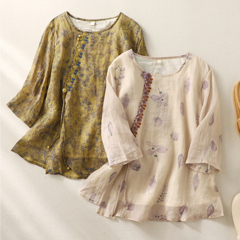 Women's Embroidered Round Neck Blouse