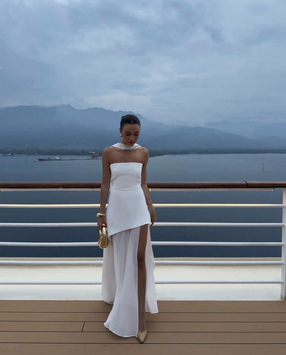 Women's Strapless Asymmetric Maxi Dress