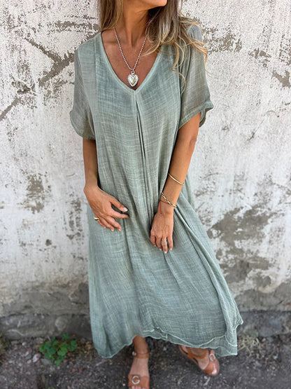 Women's Short Sleeve V-Neck Dress