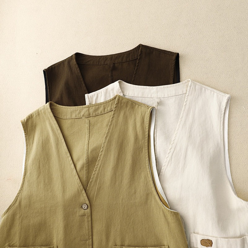 Women's Relaxed Fit Button Vest