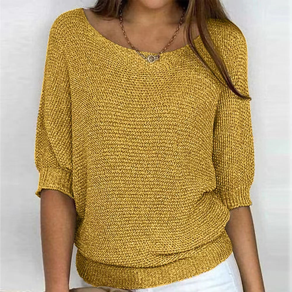 Women's Batwing Sweater Ribbed Trim