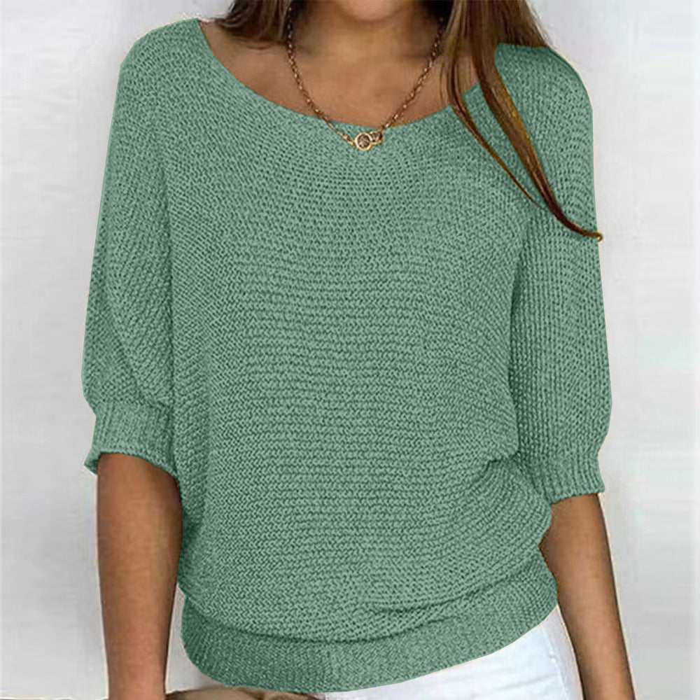 Women's Batwing Sweater Ribbed Trim