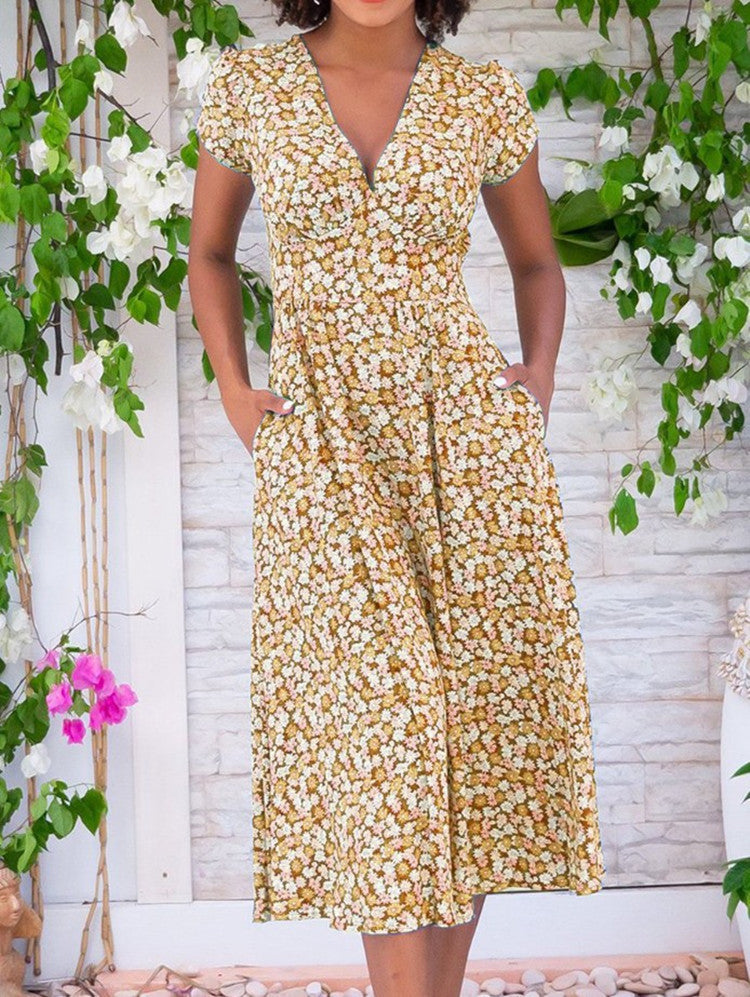 Women's Midi Floral Summer Dress Flowing