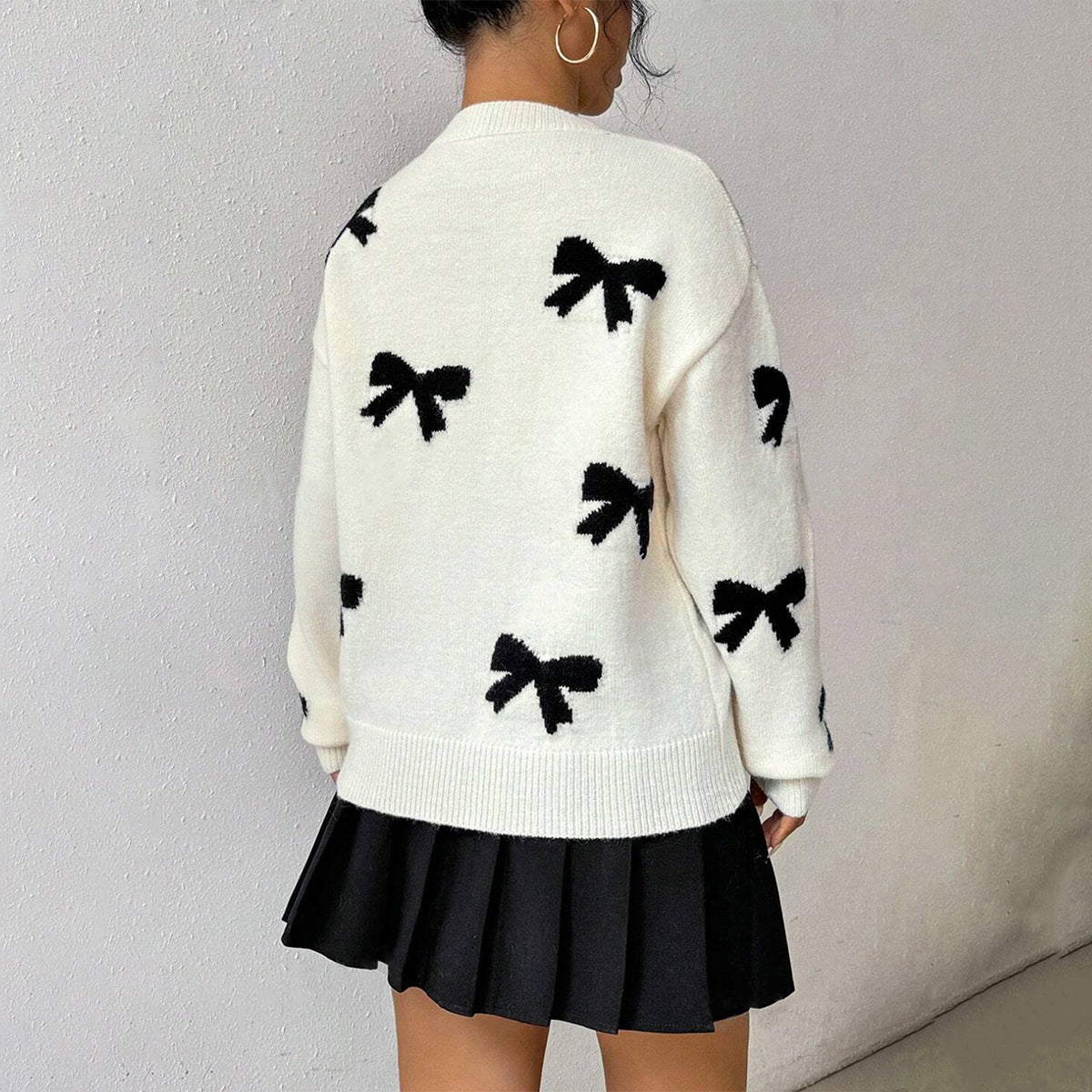 Women's Wool Blend Crew Neck Sweater Relaxed Fit