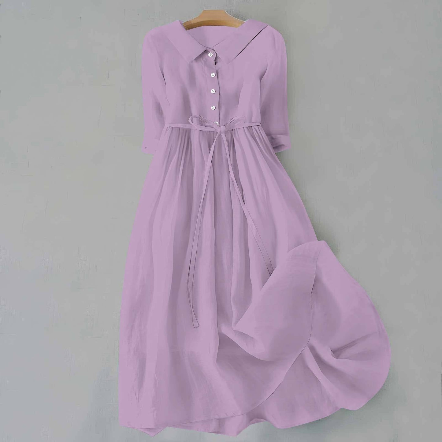 Women's Midi Casual Dress Full Button Front