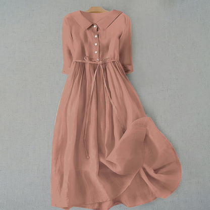 Women's Midi Casual Dress Full Button Front