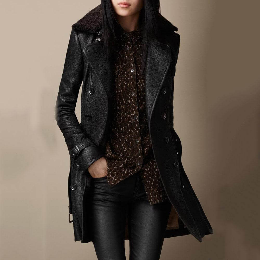 Classic Italian Leather Long Coat - VibreMode