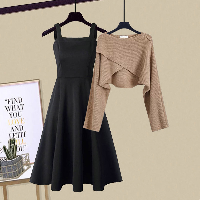 Women's Wrap Front Cropped Dress Set