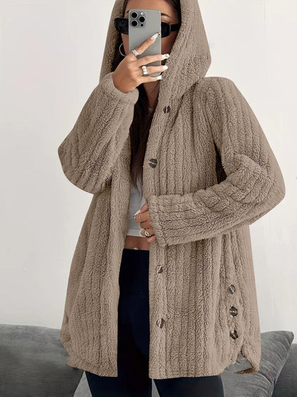 Women's Button Front Cardigan Hooded Neckline