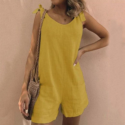 Women's Pocket Playsuit With Bow Strap