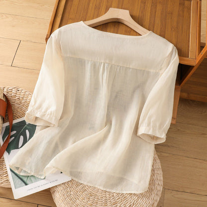 Women's Embroidered Blouse Floral Detail