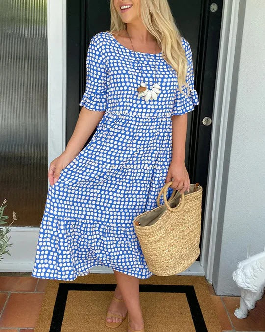 Women's Tiered Dot Pattern Dress