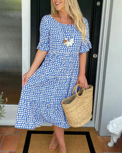 Women's Tiered Dot Pattern Dress
