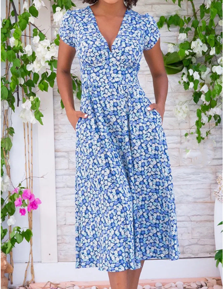 Women's Midi Floral Summer Dress Flowing