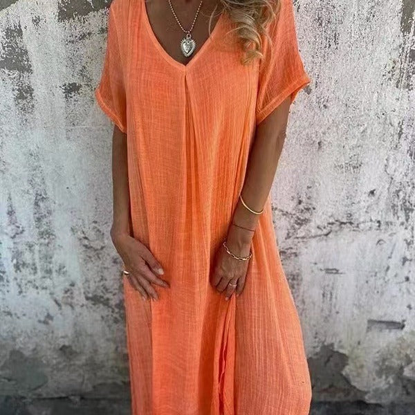 Women's V-Neck Loose Dress